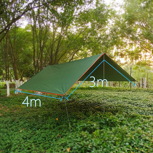 4x3m 3x3m Awning Waterproof Tarp Tent Shade Ultralight Garden Canopy Sunshade Outdoor Camping Hammock Rain Fly Beach Sun Shelter