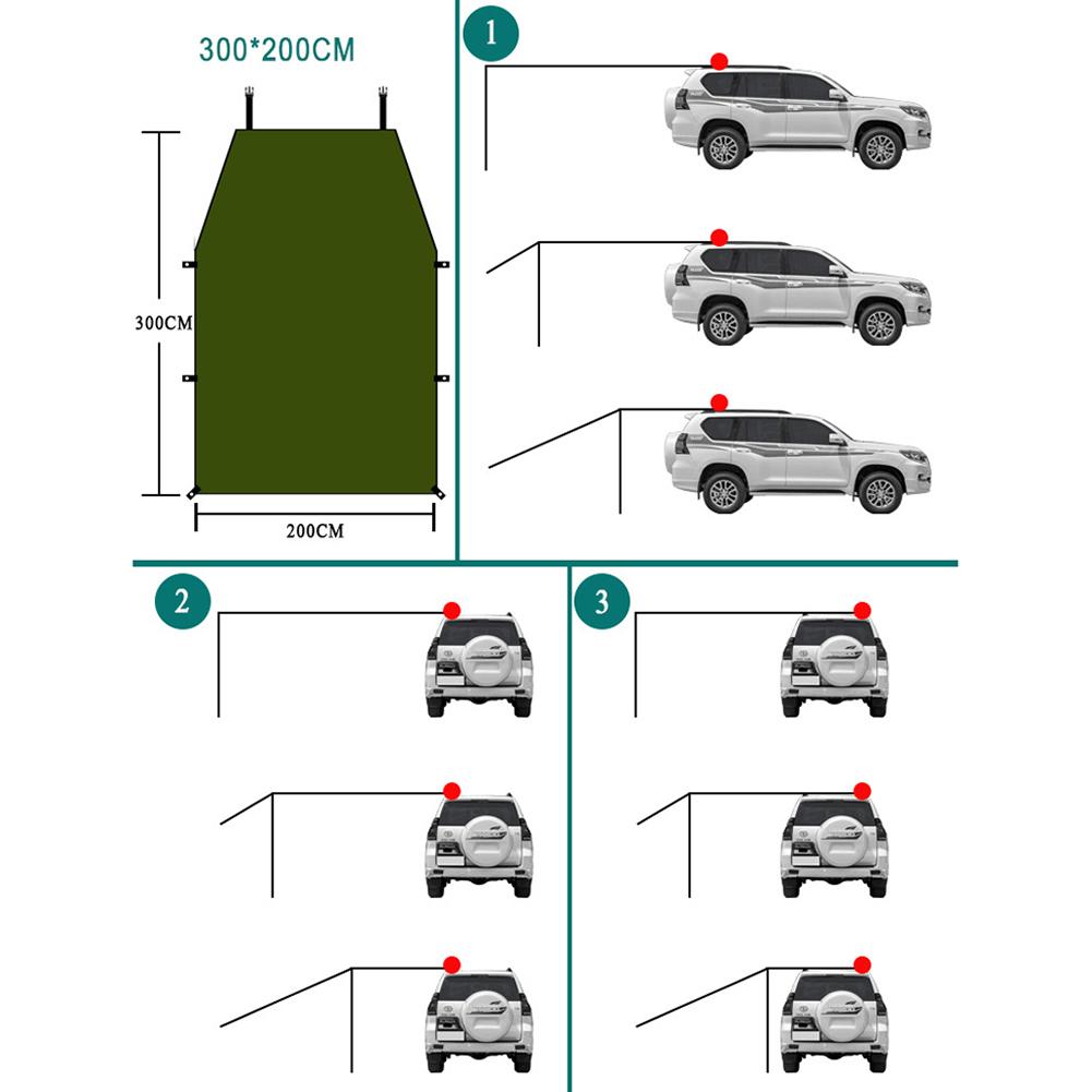 Car Awning Waterproof Car Shade Sunshade Garden Beach Umbrella Travel Camping Tent Tarp Automobile Side Rooftop Rain Canopy