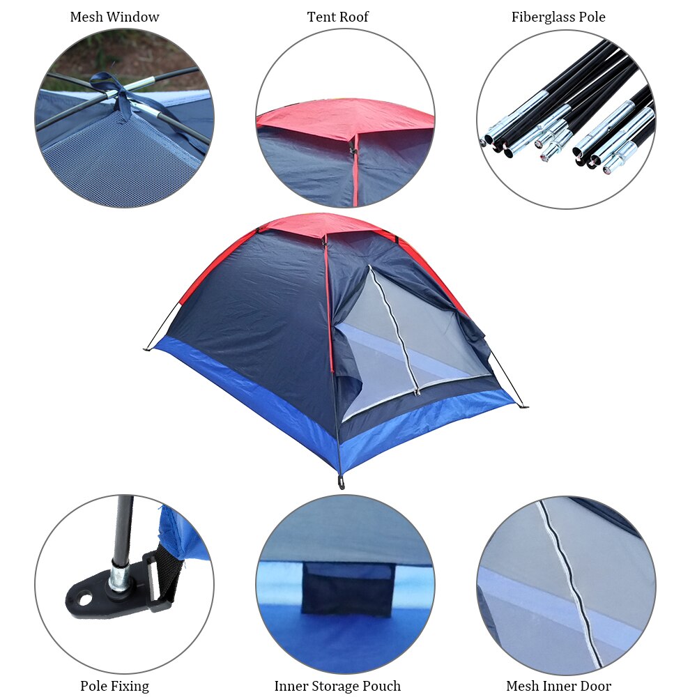 Lixada Camping Tent Travel For 2 Person Tent for Winter Fishing Tents Outdoor Camping Hiking with Carrying Bag 200x140x110cm