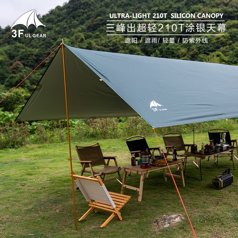 3F UL GEAR Ultralight 210T Silver Tarp Canopy Sunshade Outdoor Camping Hammock Rain Fly Beach Sun Shelter